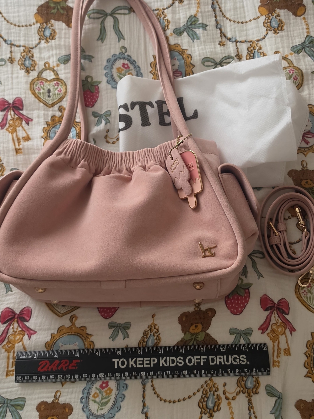 Pink Shoulder Bag with Removable Strap